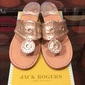 Jack Rogers Hamptons Mid Wedge Sandals - Platinum